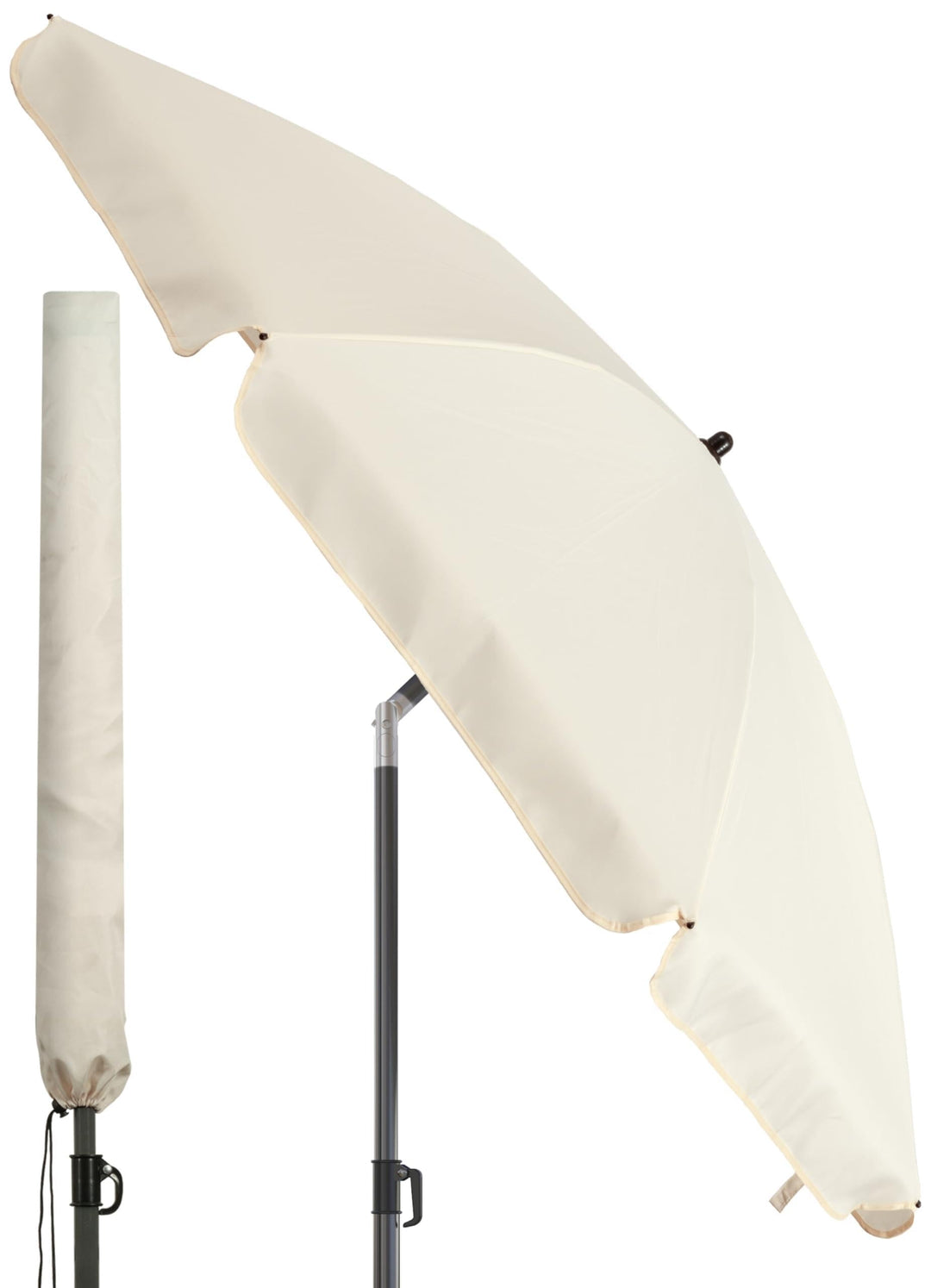 4smile Sonnenschirm Balkon Ø 180cm, Beige - Sonnenschirm Strand mit Hülle - Balkonschirm mit Knickfu