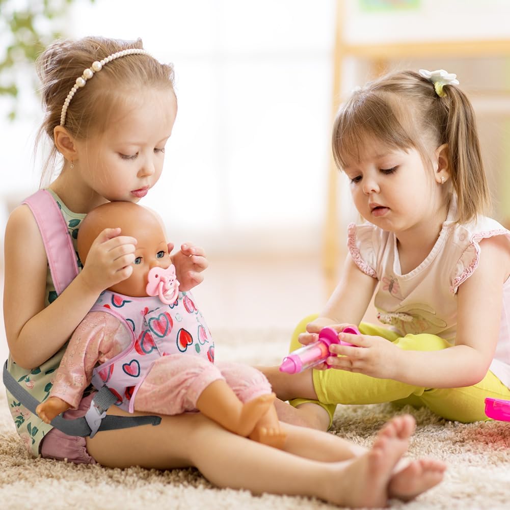 Babypuppentrage, Puppentrage für Kinder mit verstellbaren, Rückentrage mit verstellbaren Trägern für