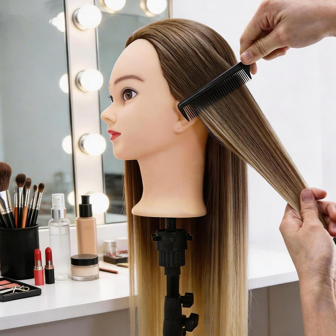 28–29 Zoll Mannequin Kopf 100% Kunsthaar,Frisierkopf für Übungskopf Friseur,Frisier Puppe Haare Flec