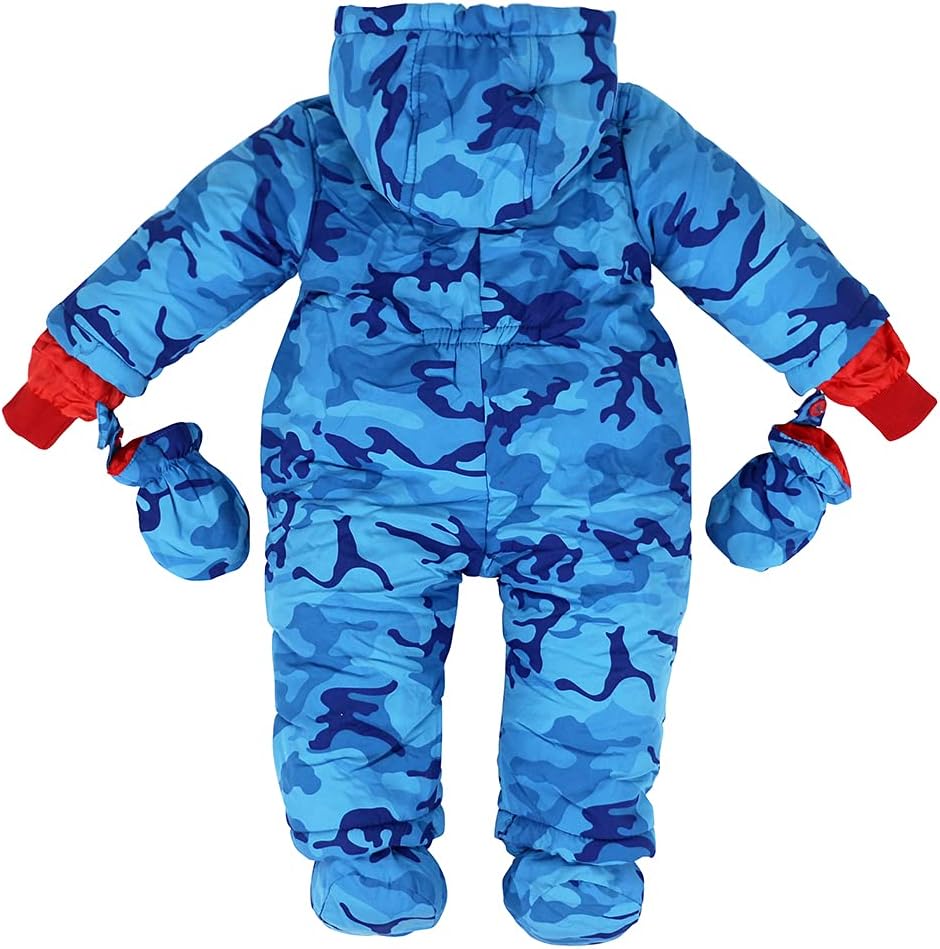 Baby Winter Overall Mit Kapuze Jungen Schneeanzüge mit Handschuhen und Füsslinge Warm Kleidungsset 6