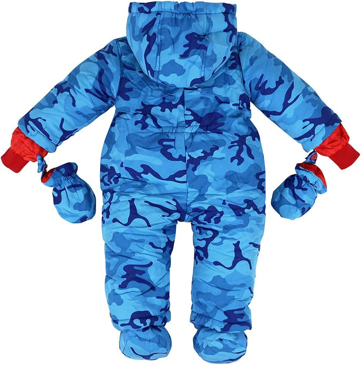 Baby Winter Overall Mit Kapuze Jungen Schneeanzüge mit Handschuhen und Füsslinge Warm Kleidungsset 6