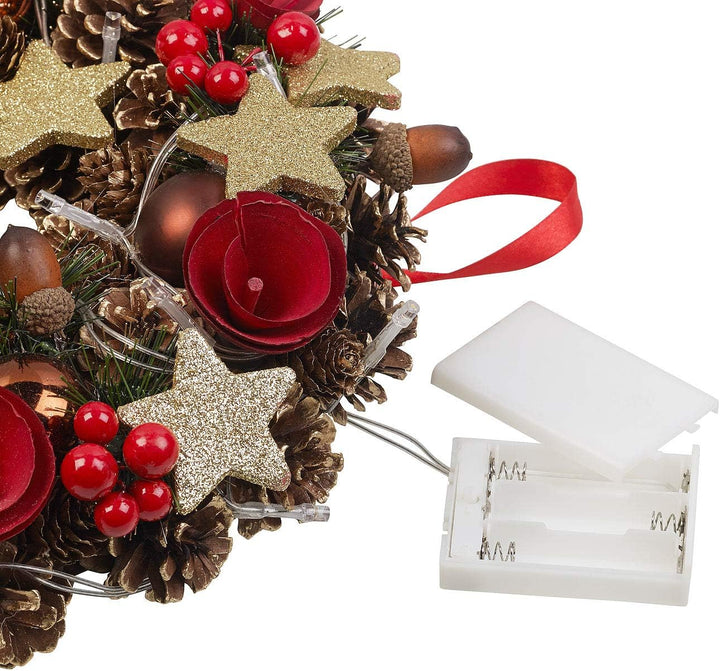 Britesta aussen-Dekos Weihnachten: 2 Weihnachtskränze, 20 warmweisse LEDs, Timer, batteriebetrieben,