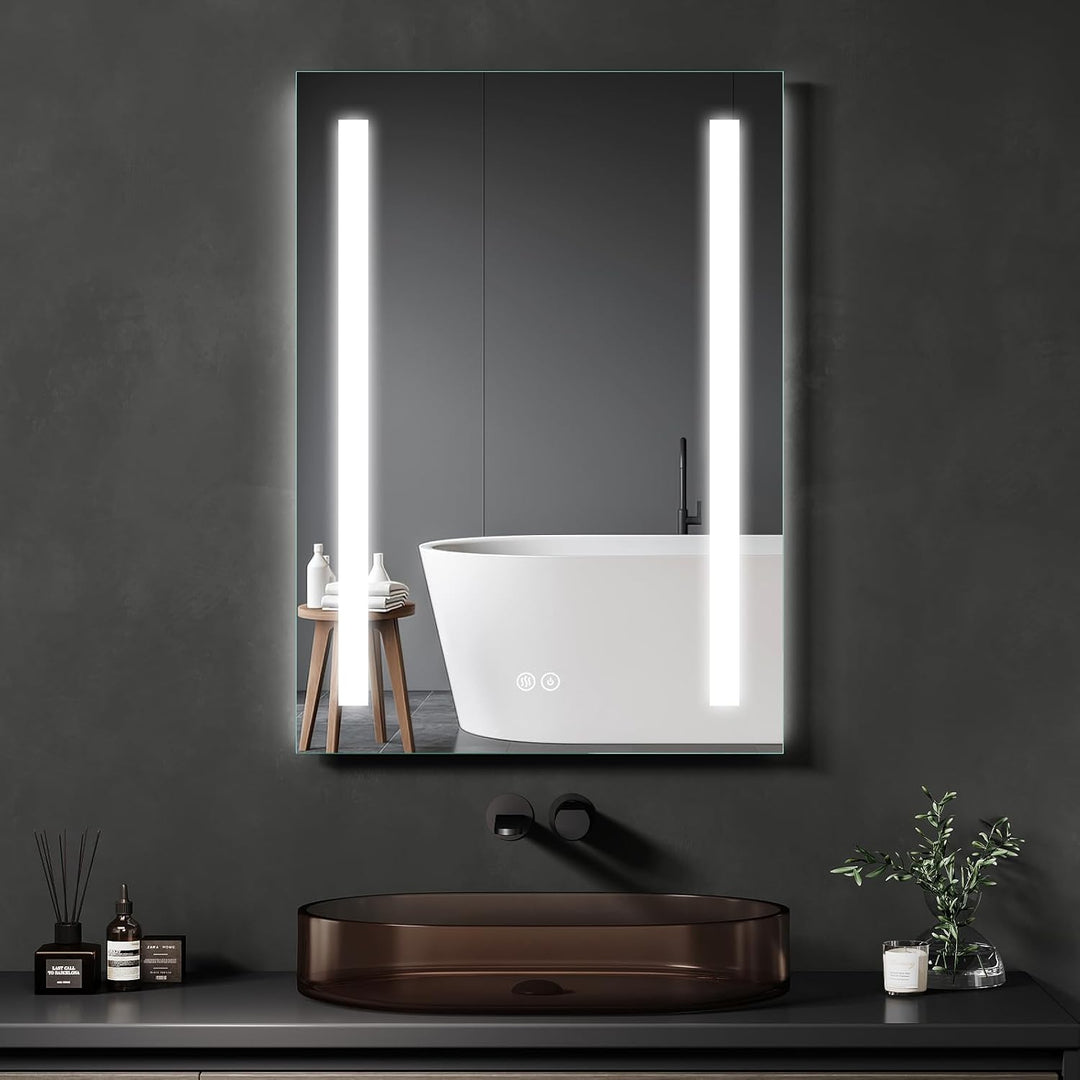 Badspiegel mit Beleuchtung 50x70cm : LED-Badezimmerspiegel Badezimmer-Spiegel mit Beschlagfrei,Touch