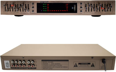 Toplionace EQ665 Stereo Equalizer, 220V Hifi Home EQ Equalizer Dual-10 BAND-Stereo Höhen Alt Bass Re
