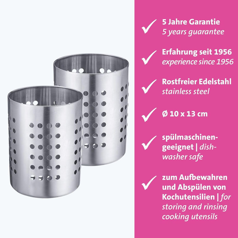 Westmark 2 Besteckkörbe/Küchenutensilienhalter, rund, Durchmesser: je 10 cm, Höhe: je 13 cm, Rostfre