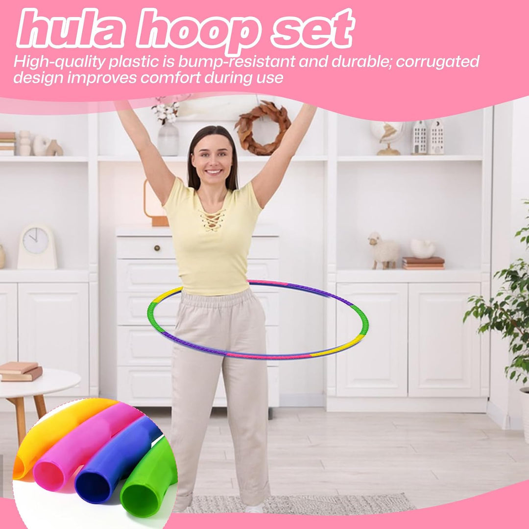 Hula Hoop Reifen Kinder 4er Set (58cm, 100g), Hullahub Reifen für Kinder, Zerlegbar,Premium Hula Rei