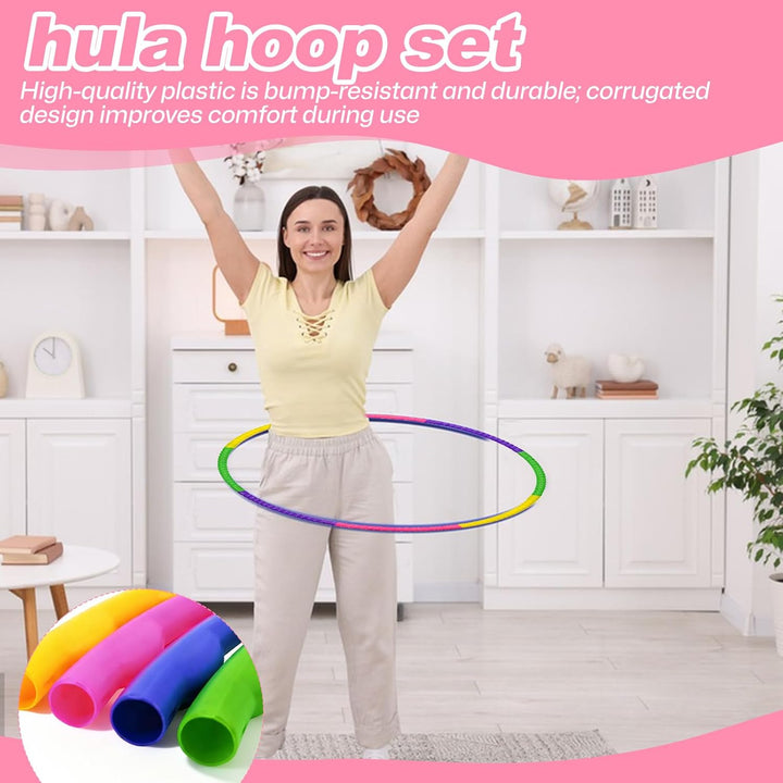 Hula Hoop Reifen Kinder 4er Set (58cm, 100g), Hullahub Reifen für Kinder, Zerlegbar,Premium Hula Rei