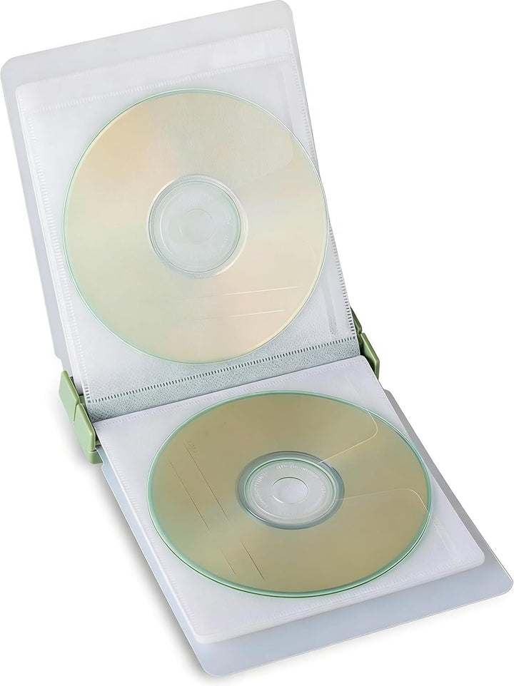 AhfuLife bunte platzsparende Album CD- oder DVD-Aufbewahrungsbox für bis zu 24 Disketten Grün (Eins)