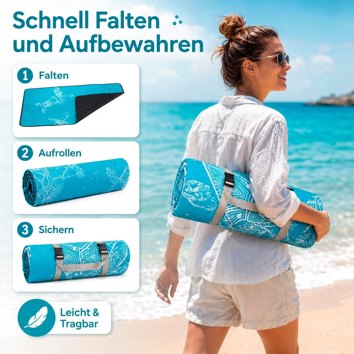 Stranddecke Wasserdicht Gepolstert Picknickdecke 200x200 cm - XXL Sandfrei Tragbare Waschbar Strandm