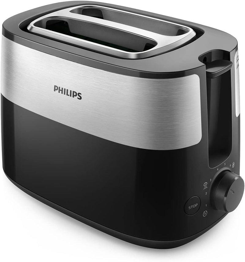 Philips Toaster – 2 Toastschlitze, 8 Stufen, Brötchenaufsatz, Auftaufunktion, Abschaltautomatik, sch