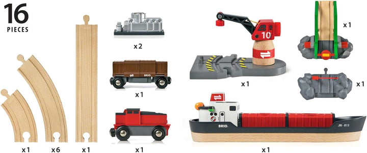 BRIO 33766 - Grosses Premium Set, Kunststoffboxen, Bauernhof Tiere & World 33061 Container Hafen Set