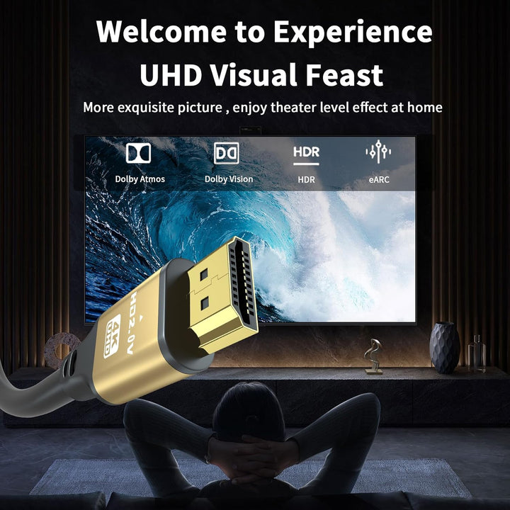4K HDMI Kabel 10M, 4K@60Hz, 18Gbps Highspeed HDMI 2.0 Kabel, Ultra HD,Ethernet Audio Return,Video 4K