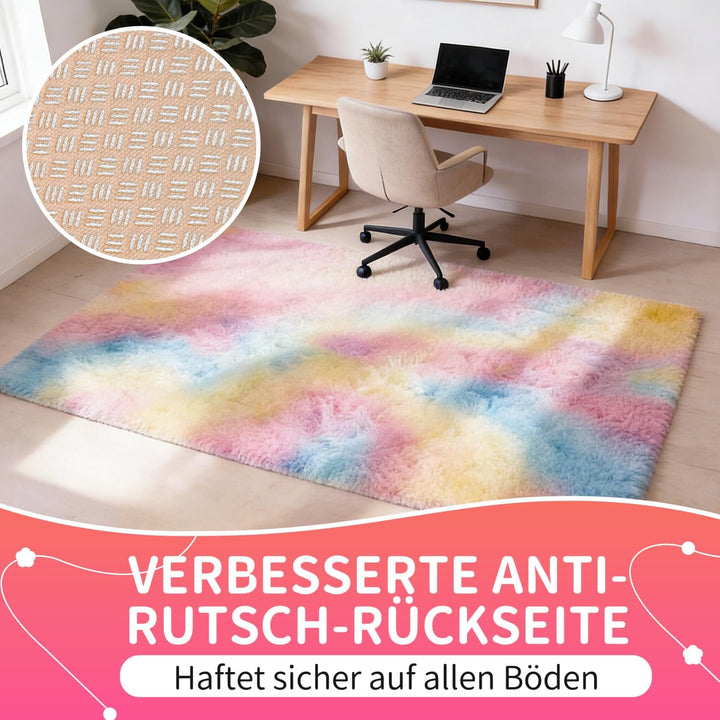 VOFUSHON Teppich Rund Hochflor Teppich Wohnzimmer Teppich Langflor Teppiche für Wohnzimmer flauschig