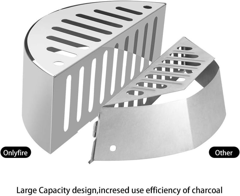 onlyfire Edelstahl Kohlekorb 2er Set, Holzkohlekörbe für Kugelgrill, Charcoal Grills, Kettle Grills,