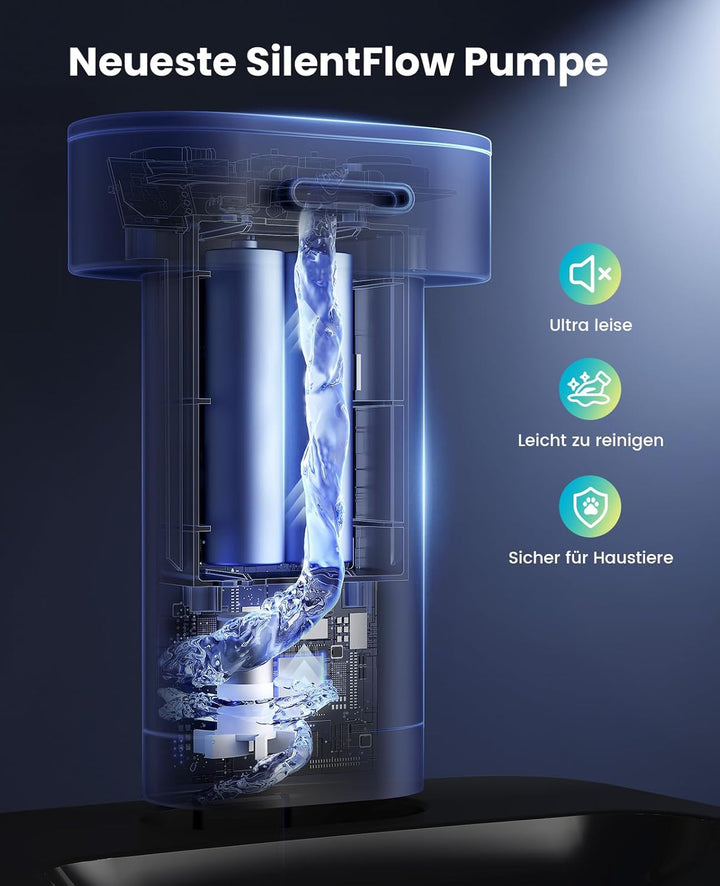 oneisall katzenbrunnen kabellos, 2.2 L trinkbrunnen für Katze kabellos mit bewegungsmelder, 20 dB ul