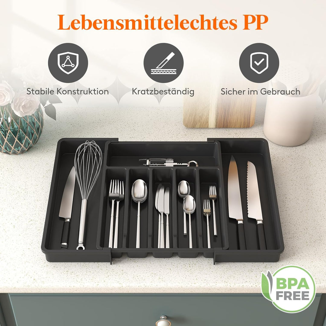 Lifewit Besteckkasten für Schubladen, Verstellbarer küchenutensilienhalter Tiefe 42,4 cm, Grosser Kü