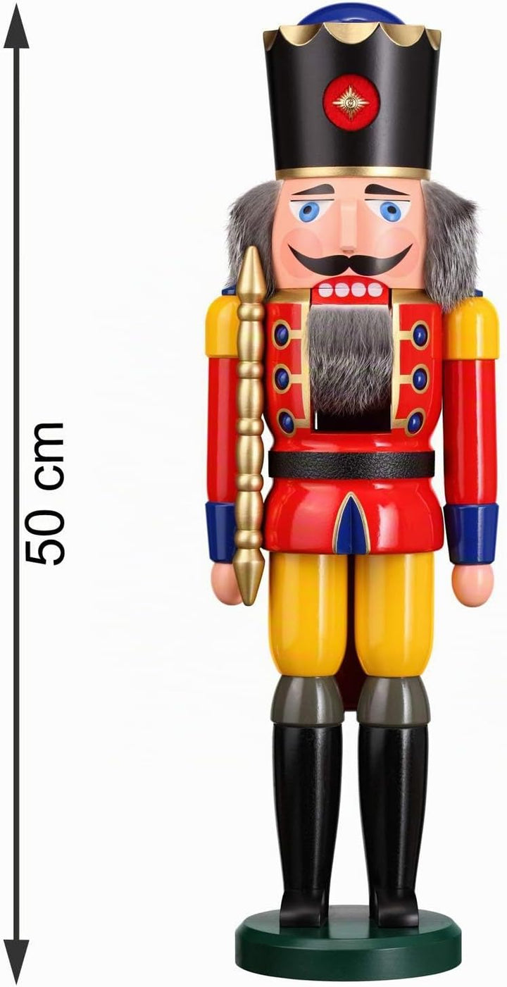 Seiffener Volkskunst Nussknacker Holzfigur Holz König Figur Höhe 50 cm gross (rot), Rot