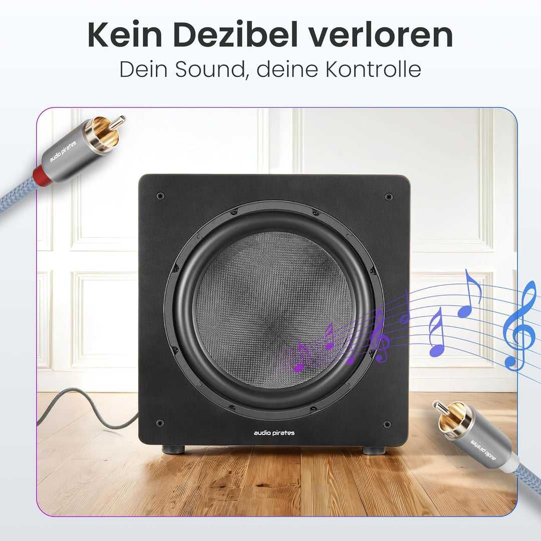 audio pirates High Performance Audio Cinchkabel 2 x 2 Cinch- Kabel | brillante Tonqualität, Sehr rob