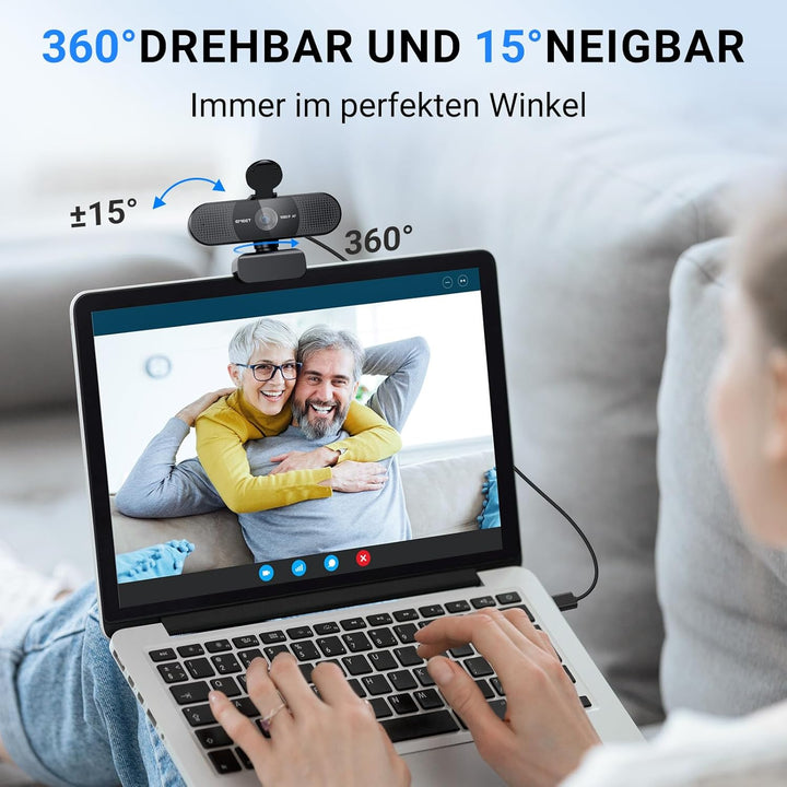 EMEET HD Webcam - C960 AF 1080P Webcam mit Objektivabdeckung & Dual Mikrofon, 360 ° Streaming Kamera
