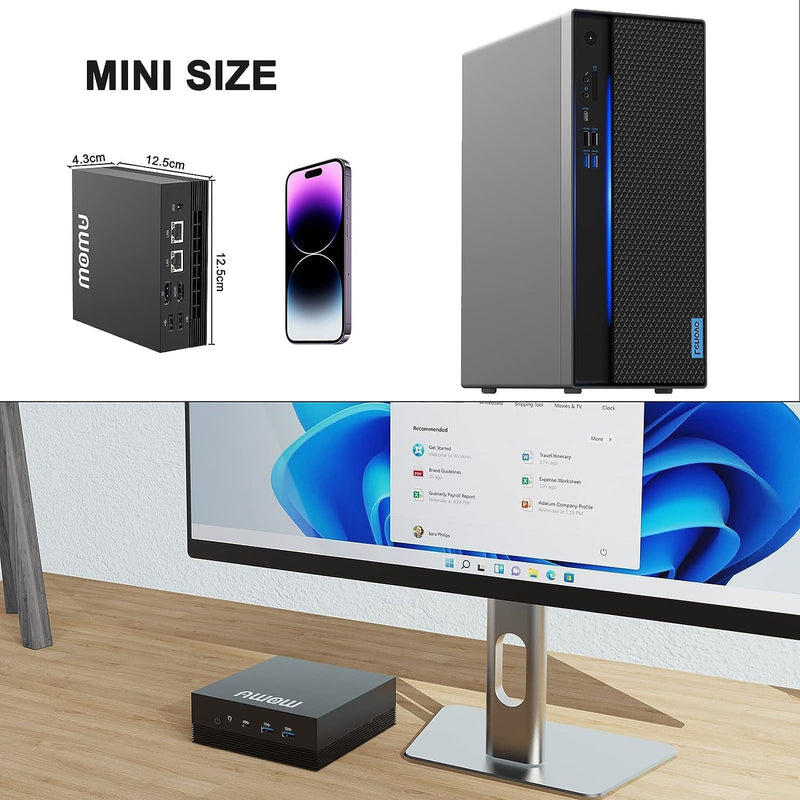 AWOW Mini-PC mit AMD Ryzen 5 5560U (6C/12T, bis zu 4,0 GHz), 16GB DDR4, 512GB SSD, Wi11 Pro, Dual-2,