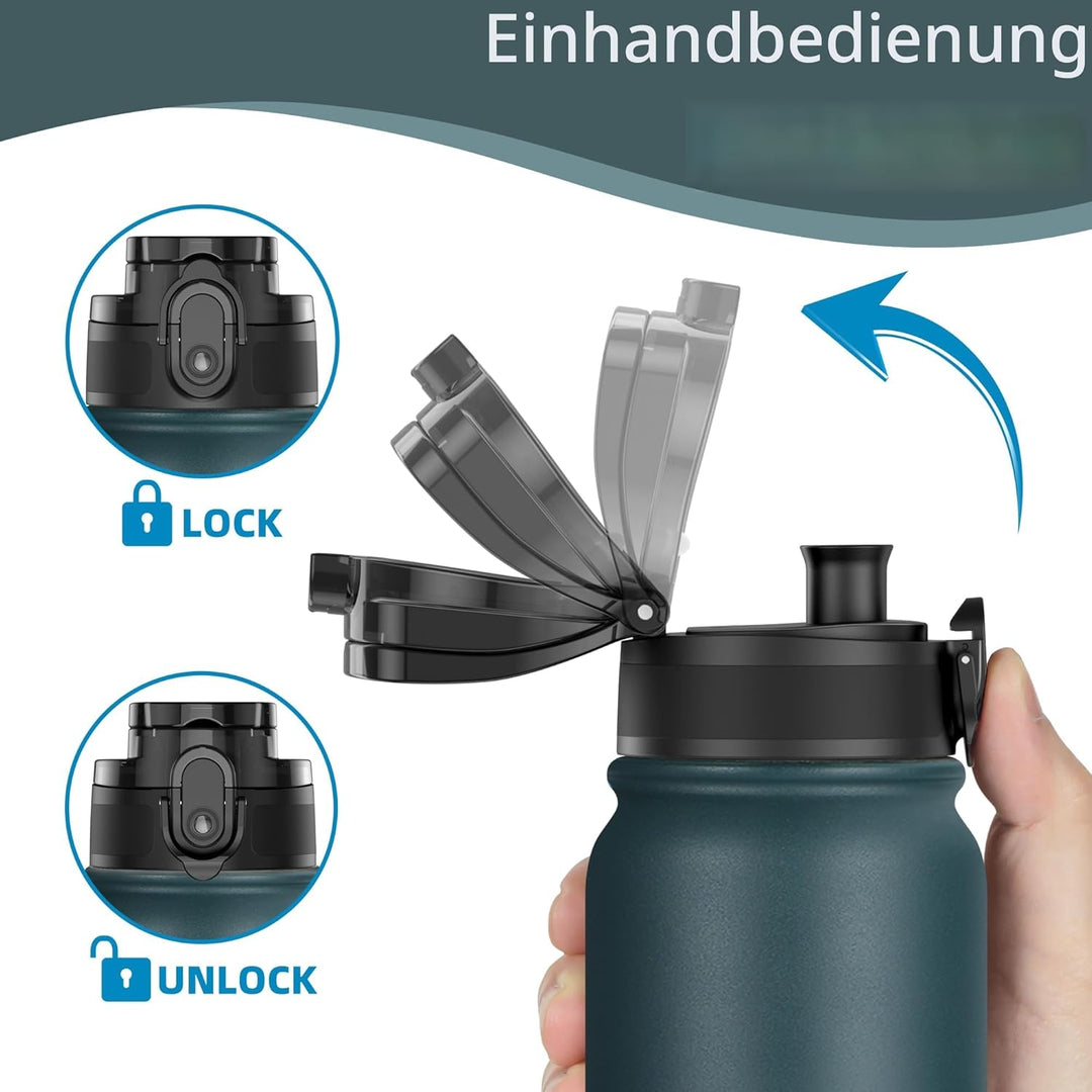 OLDLEY 600ml/20oz Edelstahl-Wasserflasche, Doppelwandige Vakuumflasche, Hält Getränke Heiss und Kalt
