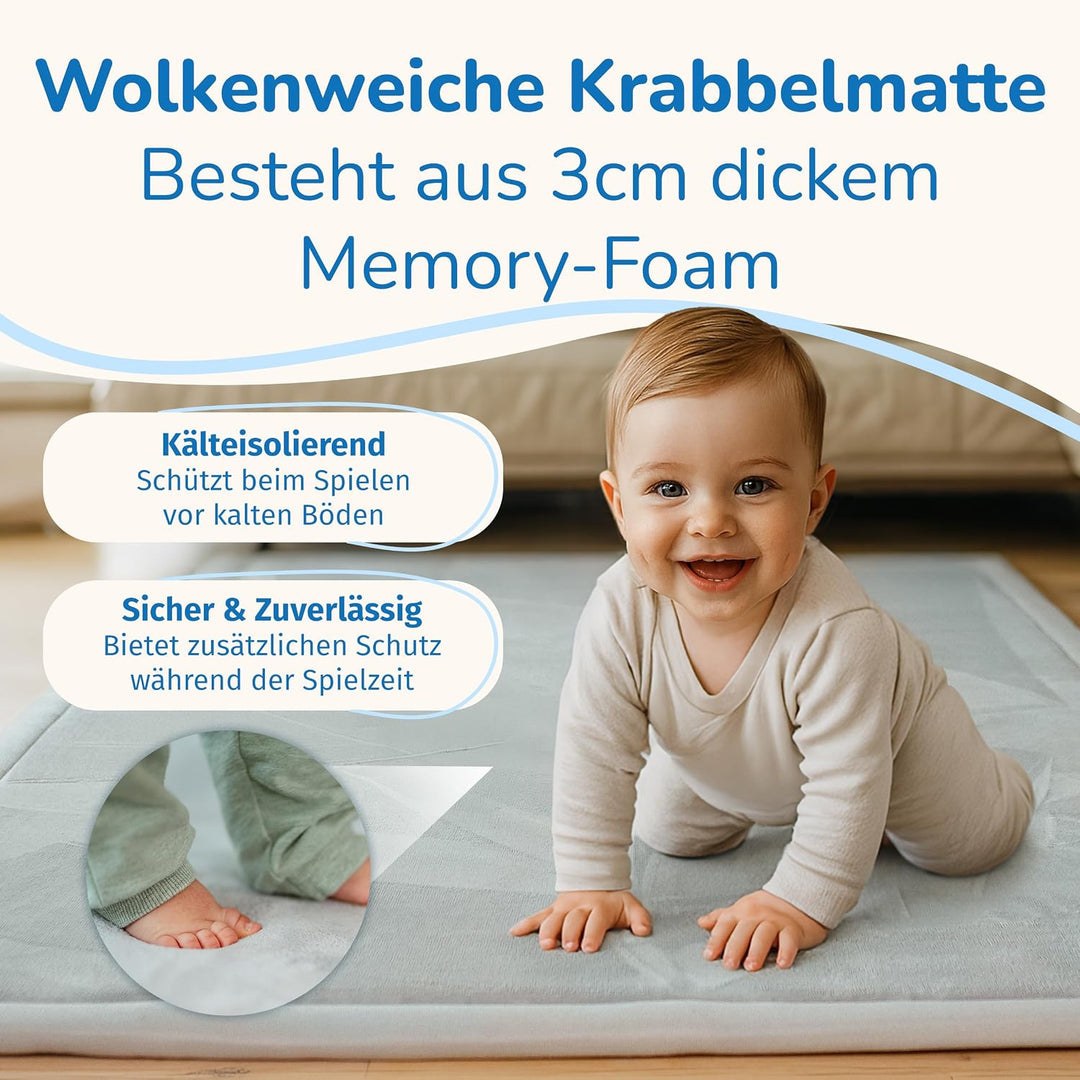 Krabbelmatte Baby - kuschelig weich - 3cm Dicke Spielmatte - schützt vor Stössen - Teppich Kinderzim