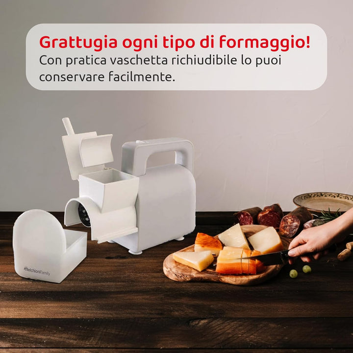 Melchioni Family | Elektrische Reibe Reggiana mit verschliessbarem Käsebehälter