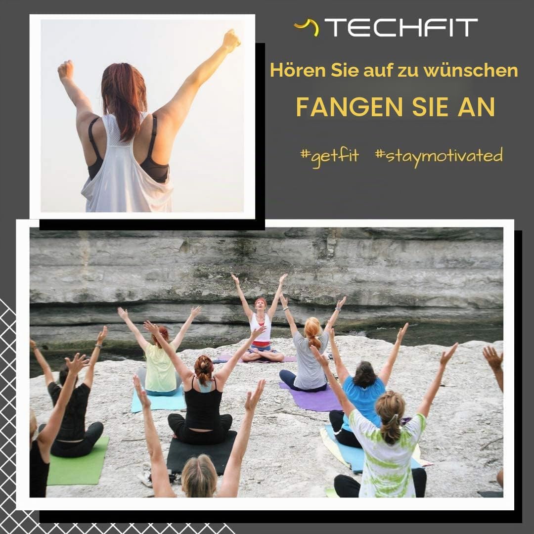 TechFit Yogamatte Rutschfest für das Fitnessstudio zu Hause - Pilates Matte für das Heimtraining, Yo