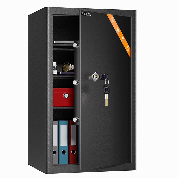 Safe Tresor mit Schlüssel, WASJOYE Möbeltresor mit Schlüssel-Schloss für Zuhause/Büro, 60L Gross Wan