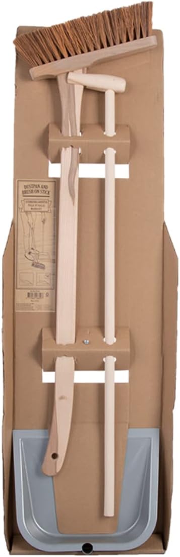 Esschert Design Stehkehrgarnitur bestehend aus Feger und Schaufel, aus Holz/Metall, 25 x 22 cm, Höhe