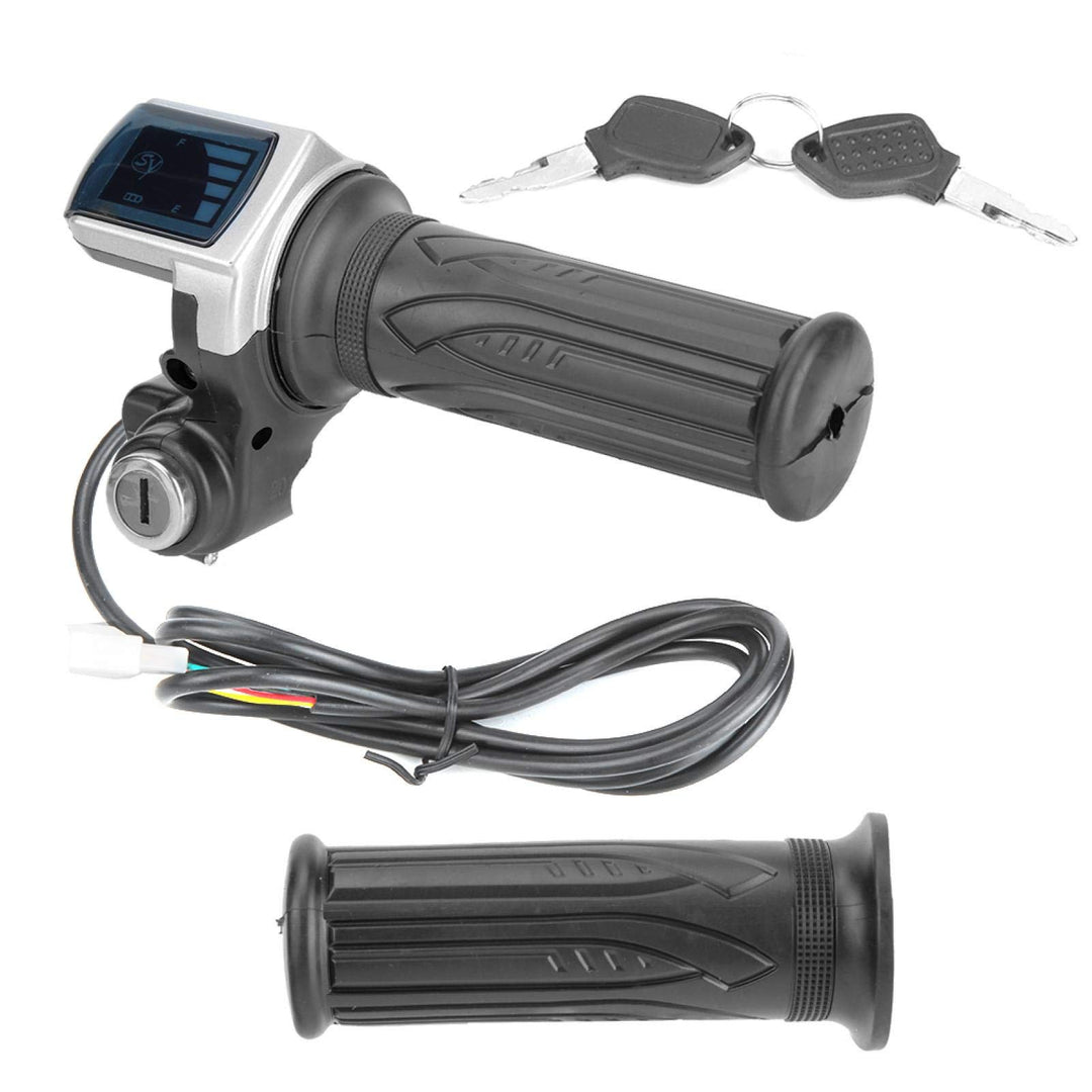 Elektrischer Gasgriff 36V, Yosoo Gasgriff 36V Half-Twist-Gas mit LED-Betriebsanzeige Schlüsselschlos