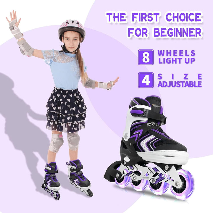 Nattork Inliner für Kinder Verstellbare Inline Skates, 4 Grössen Kinder Inline Roller Skates mit Bel