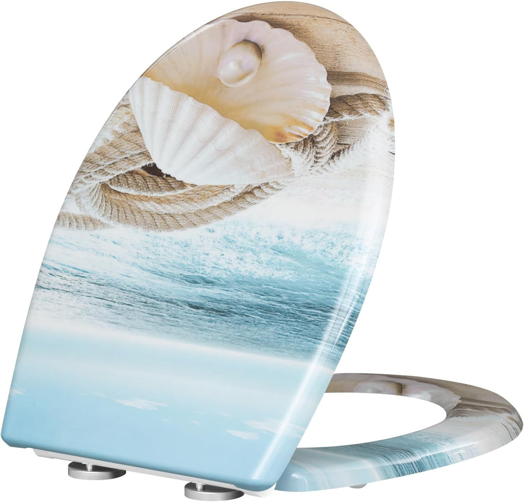 WOLTU Toilettendeckel mit Absenkautomatik Klodeckel WC Sitz Softclose Klobrille mit Quick Release Fu