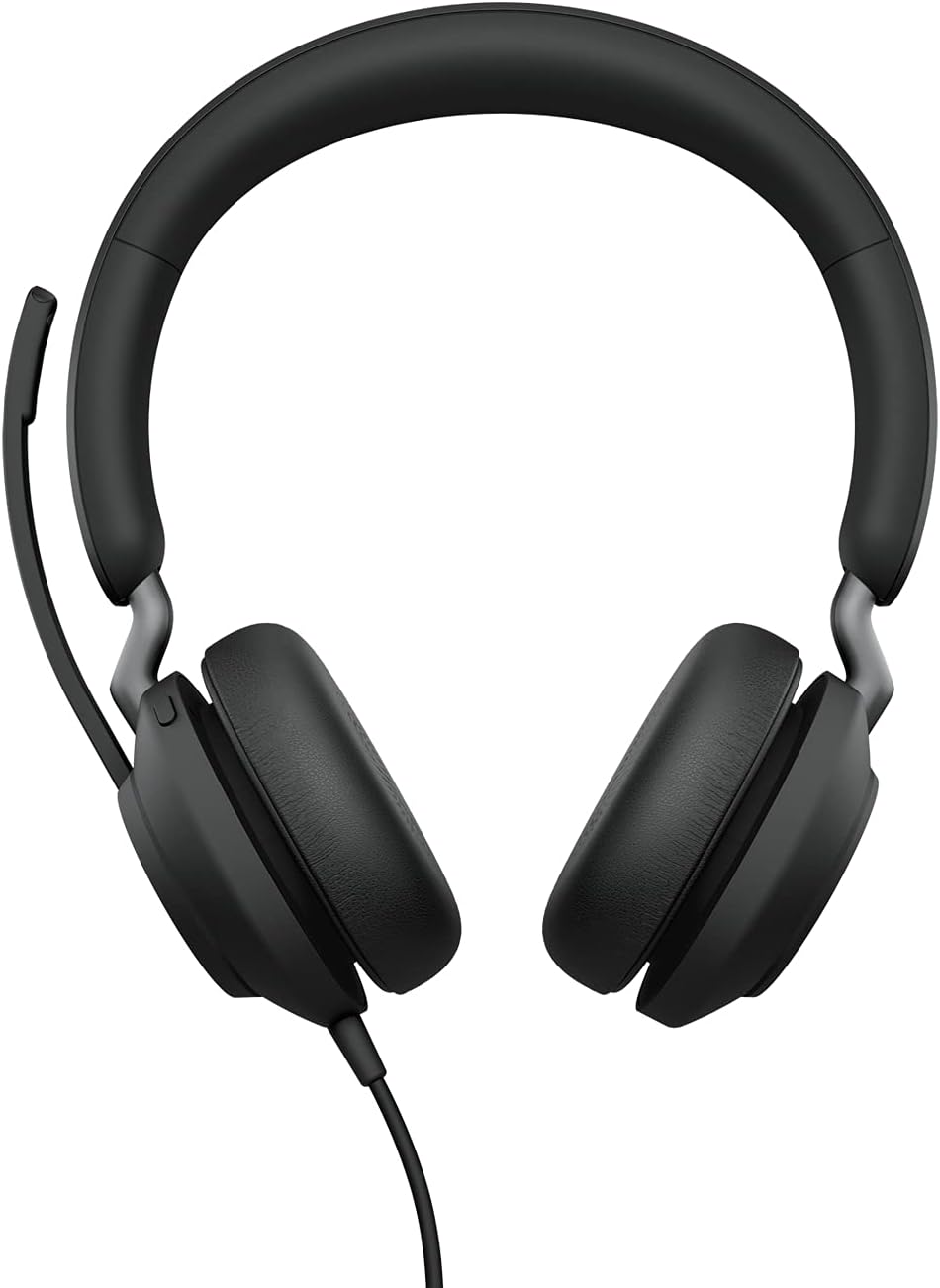 Jabra Evolve2 40 PC Headset – Noise Cancelling Microsoft Teams Certified Stereo Headphones With 3-Mi
