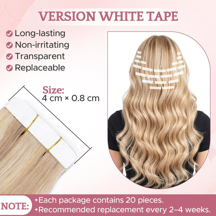 SEGO Tapes Echthaar Extension Echthaar 20 Tressen Adhesive Klebeband Haarverlängerung Haar 1g/Stück
