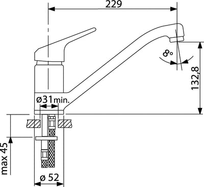 aquaSu® Spültischarmatur Jetmix, Einhebelmischer mit Wasserspar-Mischdüse, Wasserhahn für Spüle, Aus