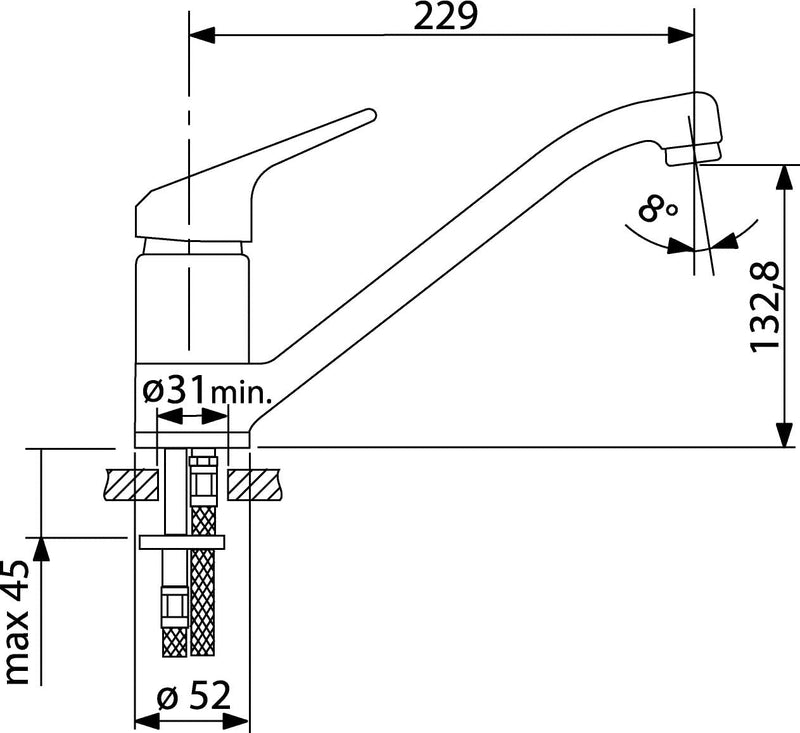 aquaSu® Spültischarmatur Jetmix, Einhebelmischer mit Wasserspar-Mischdüse, Wasserhahn für Spüle, Aus