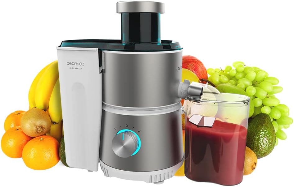 Cecotec 400-W Kompakt-Orbitalmixer Juice&Fresh 400 Titan White. Schwarzer titanbeschichteter Scheibe