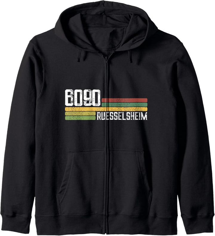 6090 Rüsselsheim Retro Alte PLZ Vintage Schild Kapuzenjacke