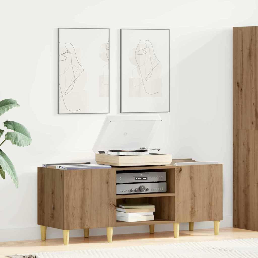 vidaXL Schallplattenschrank Artisan-Eiche 121 x 38 x 48 cm, Moderner Musikschrank, robuster Vinylspe