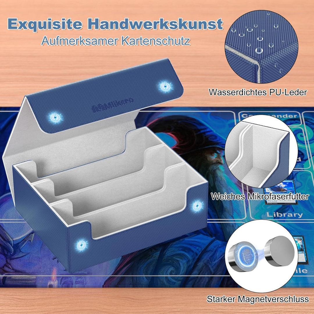 Mlikero Sammelkarten-Aufbewahrungsbox für 1800+ Karten, Magnetische Deck-Box passend für MTG und Spo