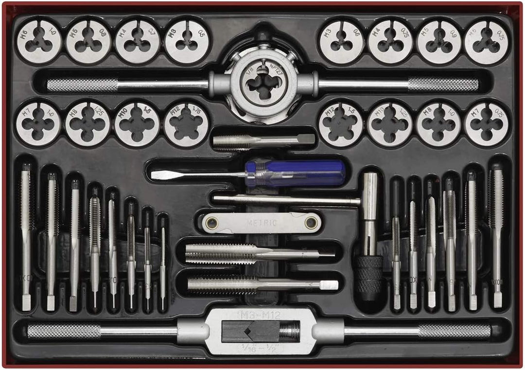 Sealey Tap & Die Set 40pc Split Dies Metric, 221mm x 294mm x 40mm 1 221mm x 294mm x 40mm, 1 221mm x