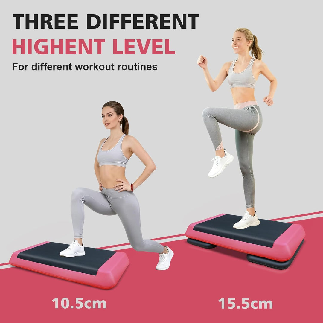 Aerobic Stepper für Fitness und Training, 76x35cm Steppbrett Höhenverstellbar, Step-Plattform-Traine
