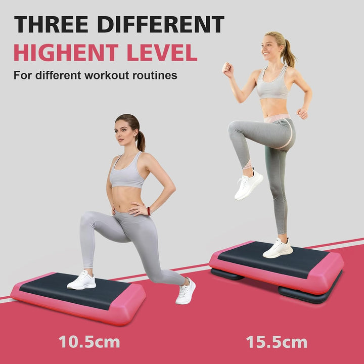 Aerobic Stepper für Fitness und Training, 76x35cm Steppbrett Höhenverstellbar, Step-Plattform-Traine