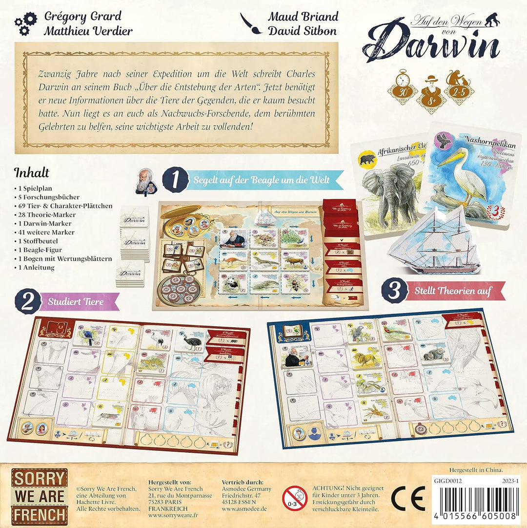 Sorry we are french, Auf den Wegen von Darwin, Familienspiel, nominiert zum Spiel des Jahres 2024, 2