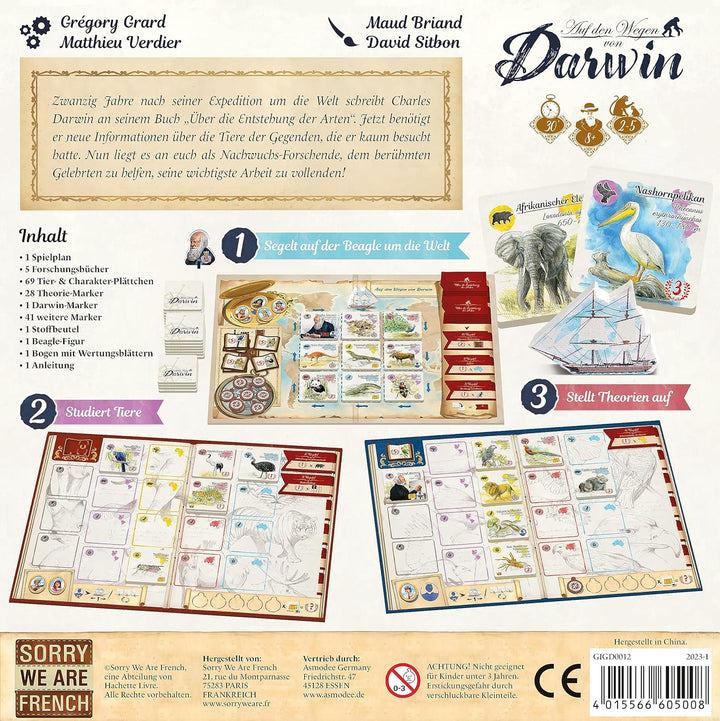 Sorry we are french, Auf den Wegen von Darwin, Familienspiel, nominiert zum Spiel des Jahres 2024, 2