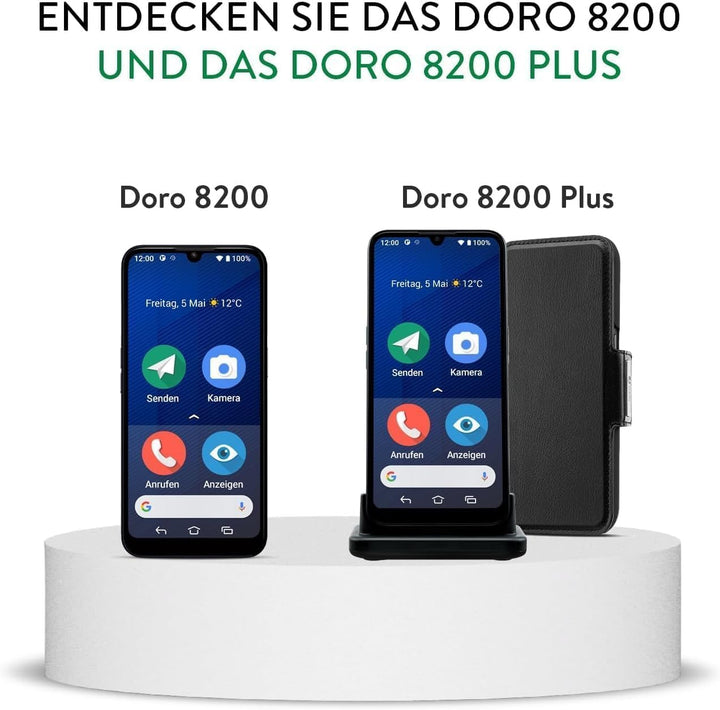 Doro - 8200 Secure - 4G-Senioren-Smartphone ohne Vertrag - Mit Notruf-Armband - 6.1'' Display - Notr