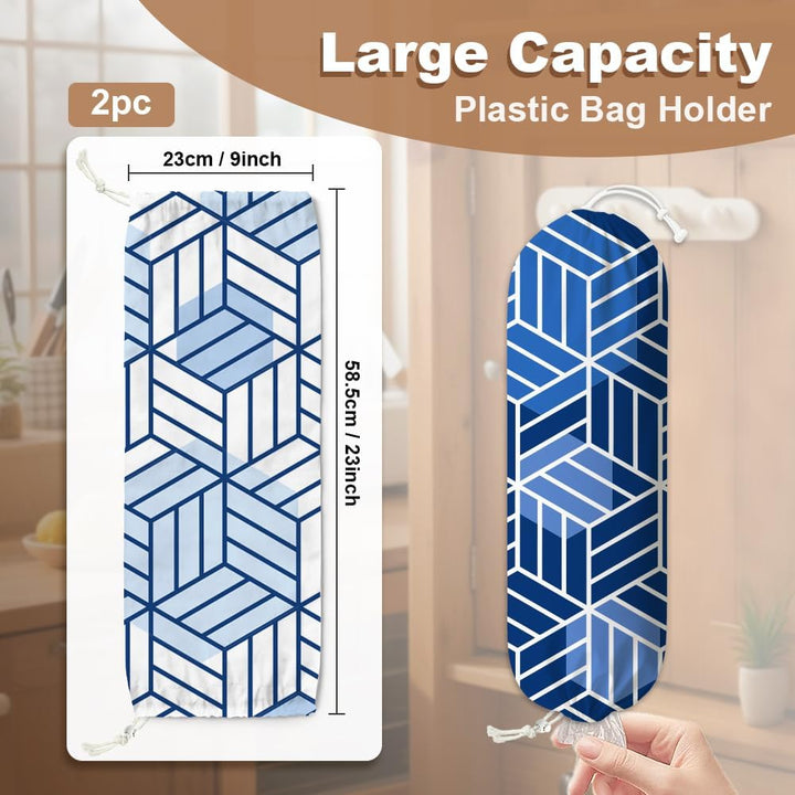 2 Stück Geometrisch Plastiktütenhalter Canvas 58.5x23cm Plastiktüten Einkaufstüten Halter Organizer