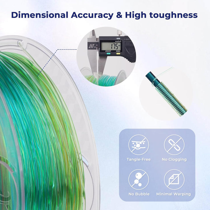 AMOLEN 3D Filament Massgenauigkeit +/- 0,02 mm, Sauber Gewickeltes, Kompatibel Mit 3D FDM Druckern,