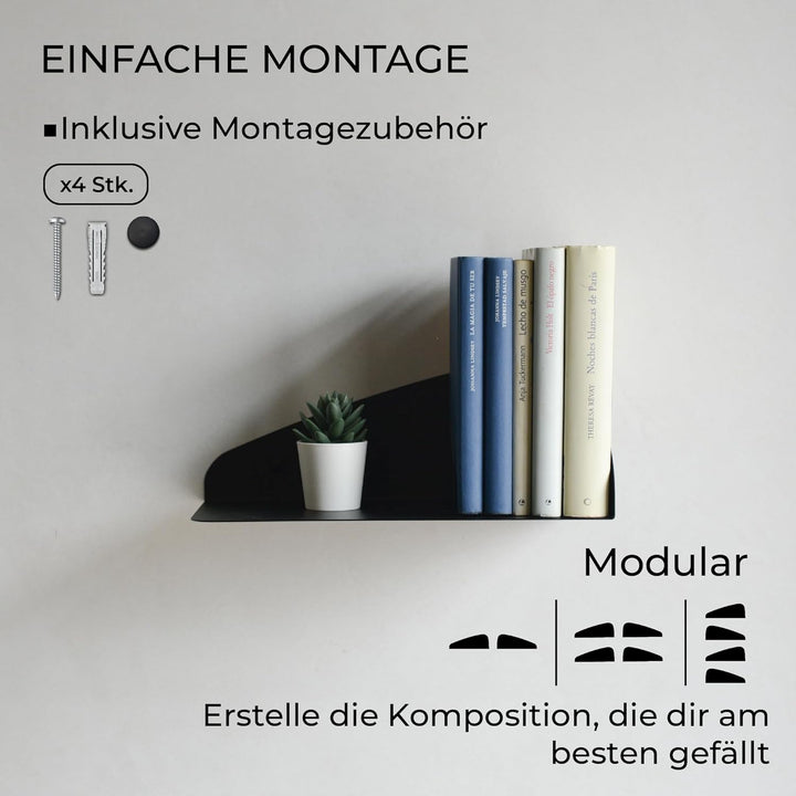 MILUKA Wandregal Weiss 35 cm | 2er Set Bücherregal Wand mit Magnetische Buchstütze | Bücher Regal Hä